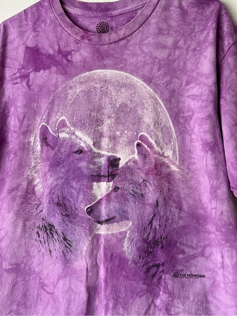 Pink purple Tie-Dye Wolf Moon Graphic Tee cut off cropped size M - Picture 2 of 4